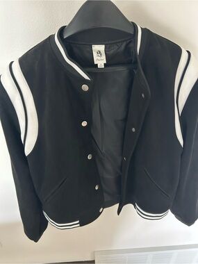 LAWLESS Black and White Varsity-Style Bomber